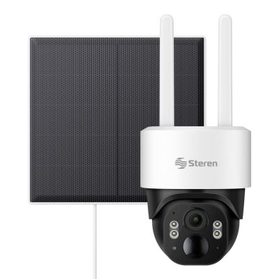 Cámara de seguridad 4G 4 Mpx robotizada con panel solar, para exterior, compatible con asistentes de voz