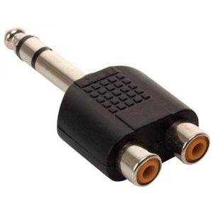 Adaptador de plug 6,3 mm a 2 jacks RCA, estéreo