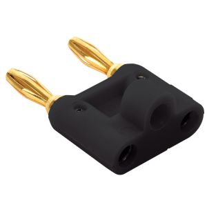 Adaptador de 2 plugs tipo banana a 2 jacks tipo banana, negro