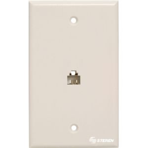 Placa de pared con jack RJ11 de 4 contactos, blanca