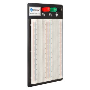 Protoboard con bornes de alimentación, 2 bloques y 4 tiras