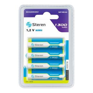 Paquete de 4 pilas recargables "AA" NiMH 1300 mAh