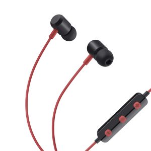 Audífonos Bluetooth con sujeción de imán y cable delgado color rojo