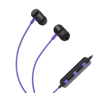 Audífonos Bluetooth con sujeción de imán y cable delgado color morado