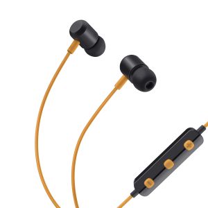 Audífonos Bluetooth con sujeción de imán y cable delgado color naranja
