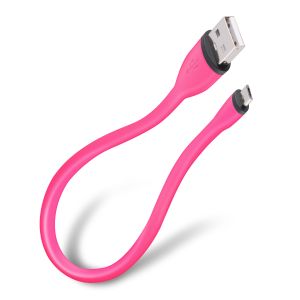 Cable ultra flexible USB a micro USB, de 25 cm-rosa