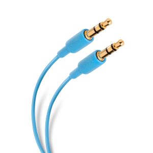 Cable auxiliar plug a plug 3,5 mm de 1,8 m, color azul