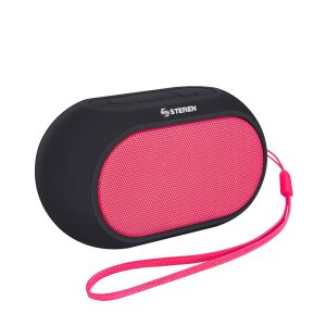 Mini bocina Bluetooth con cubierta rubber color rosa