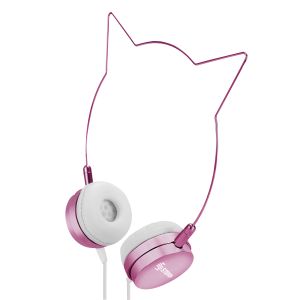 Audífonos con diadema en forma de gato color rosa