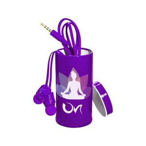 Audífonos manos libres con estuche metálico Morado