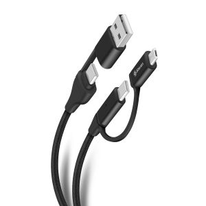 Cable 4 en 1, USB/USB C a Micro USB/USB C de 1 m