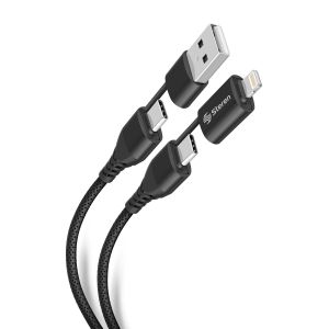 Cable 4 en 1, USB/USB C a Lightning/USB C de 1 m