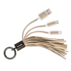 Cable 2 en 1, USB a micro USB y lightning, tipo llavero