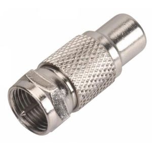 Adaptador con conector hembra RCA a macho tipo F, de rosca