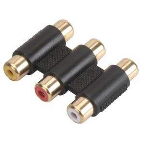 Adaptador con 3 conectores hembras a 3 hembras RCA para Audio/Video, acabado en oro