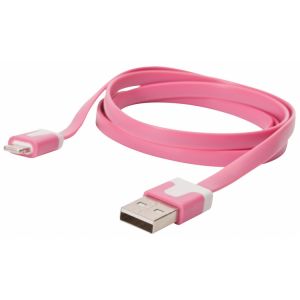 Cable USB 2.0 compatible con iphone 5, color rosa, de 1 m