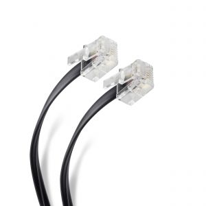 Cable plug a plug RJ11 de 4.5m, para extensión telefónica, negro