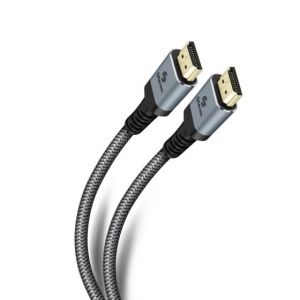 Cable HDMI* 4K con cable tipo cordón, de 10 m, color gris