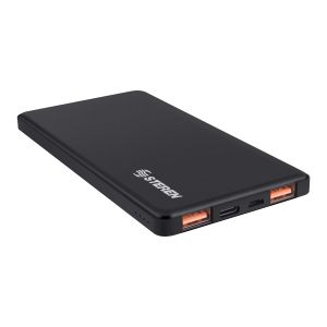 Power Bank de 5,000 mAh Turbo Charge QC con 2 salidas USB y 1 USB C negro