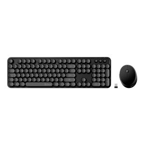Teclado y mouse inalámbricos retro, negro