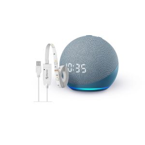 Alexa ECHO 4ª Gen con reloj más tira LED Wi-Fi multicolor (ECHO DOT RELOJ AZ / SHOME-127)