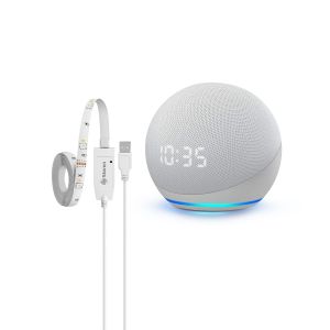 Alexa ECHO 4ª Gen con reloj más tira LED Wi-Fi multicolor (ECHO DOT RELOJ BL / SHOME-127)