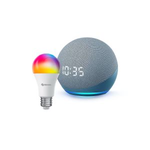 Alexa ECHO 4ª Gen con reloj más bombillo Wi-Fi (ECHO DOT RELOJ AZ / SHOME-120)