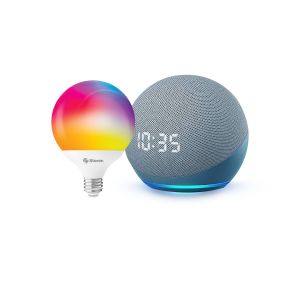 Alexa ECHO 4ª Gen con reloj más bombillo Wi-Fi (ECHO DOT RELOJ AZ / SHOME-122)