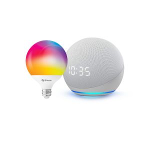 Alexa ECHO 4ª Gen con reloj más bombillo Wi-Fi (ECHO DOT RELOJ BL / SHOME-122)