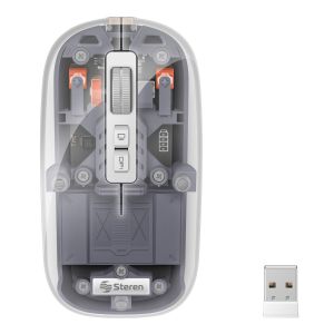 Mouse Bluetooth*/ RF, multidispositivo con batería recargable 800 / 1200 / 1600 / 2400 DPI, transparente  color gris