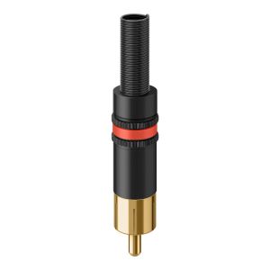 Conector de audio RCA metálico con glándula de sujeción y strain relief
