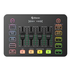 Mixer de 4 canales para streaming y grabación