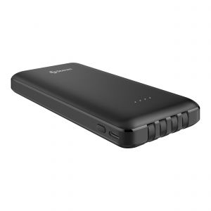 Power Bank de 10,000 mAh PD 20 W / QC 18 W con 1 salida USB C, 1 salida USB y cables integrados USB C / Lightning / micro USB / USB, color negro